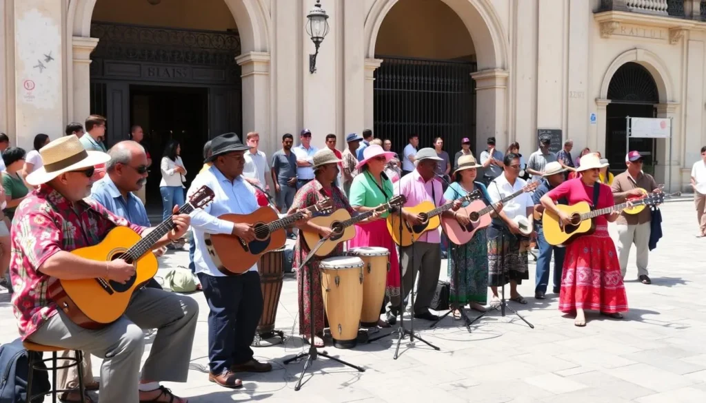 Street musicians performing traditional Cuban music in Old Havana