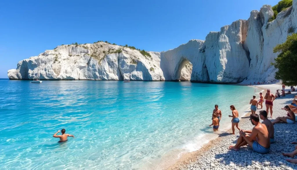 Stunning turquoise waters at Sveti Ivan beach below Lubenice cliffs Stunning turquoise waters at Sveti Ivan beach below Lubenice cliffs