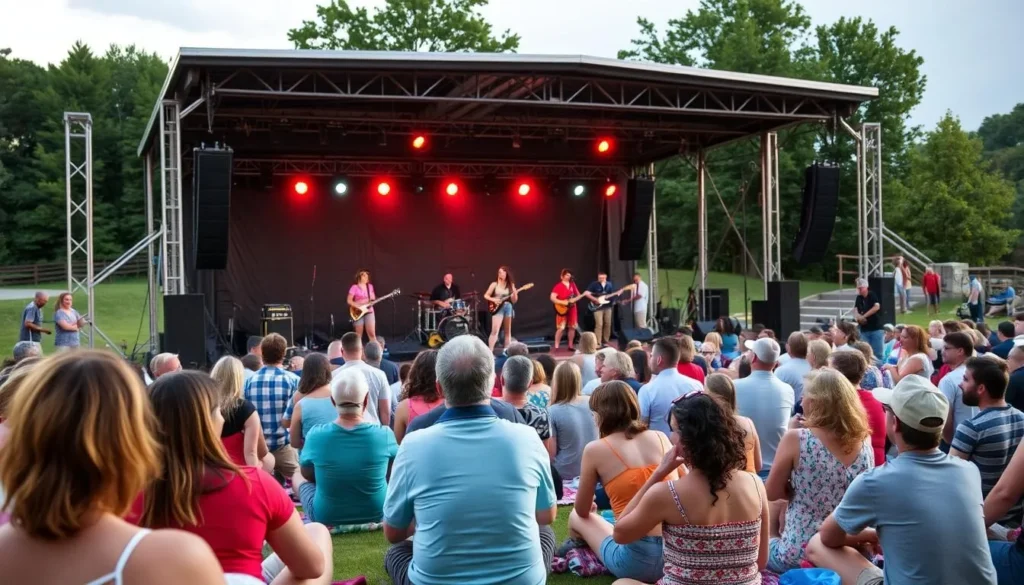 Summer concert at Codorus State Park amphitheater with audience enjoying live music Summer concert at Codorus State Park amphitheater with audience enjoying live music