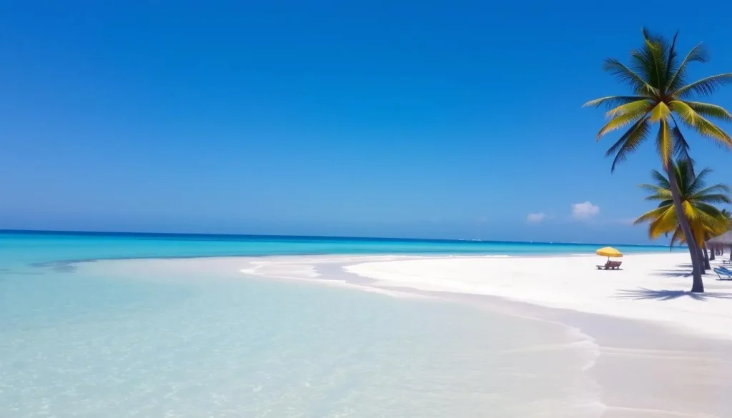 Sunny beach day at Playa Giron with clear blue skies and calm waters Sunny beach day at Playa Giron with clear blue skies and calm waters