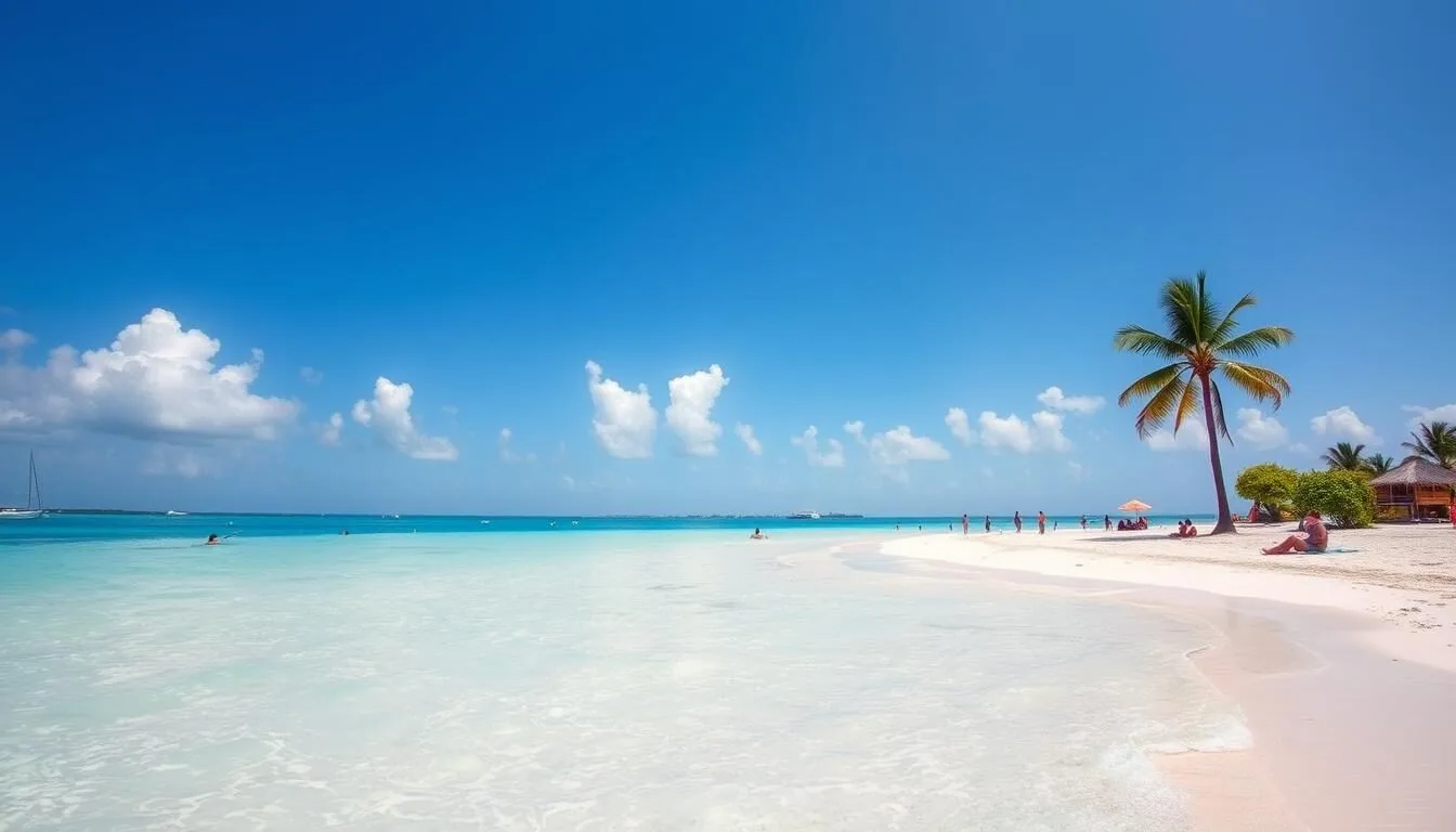 Sunny beach day in Cayo Largo during the dry season