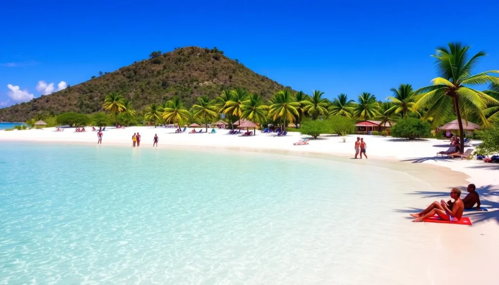 Sunny beach in Cap Estate during the dry season with perfect weather and few tourists