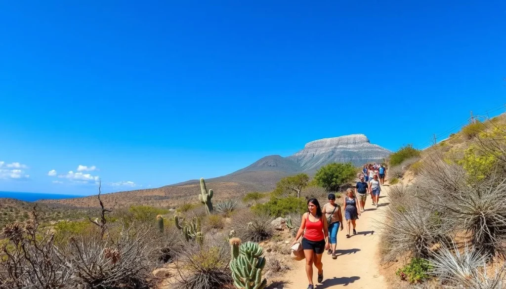 Sunny day at Christoffel National Park Curacao with clear blue skies and diverse vegetation