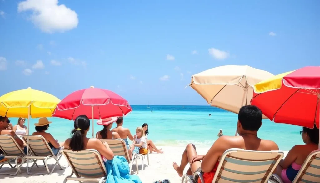 Sunny day at Varadero Beach with tourists enjoying perfect weather