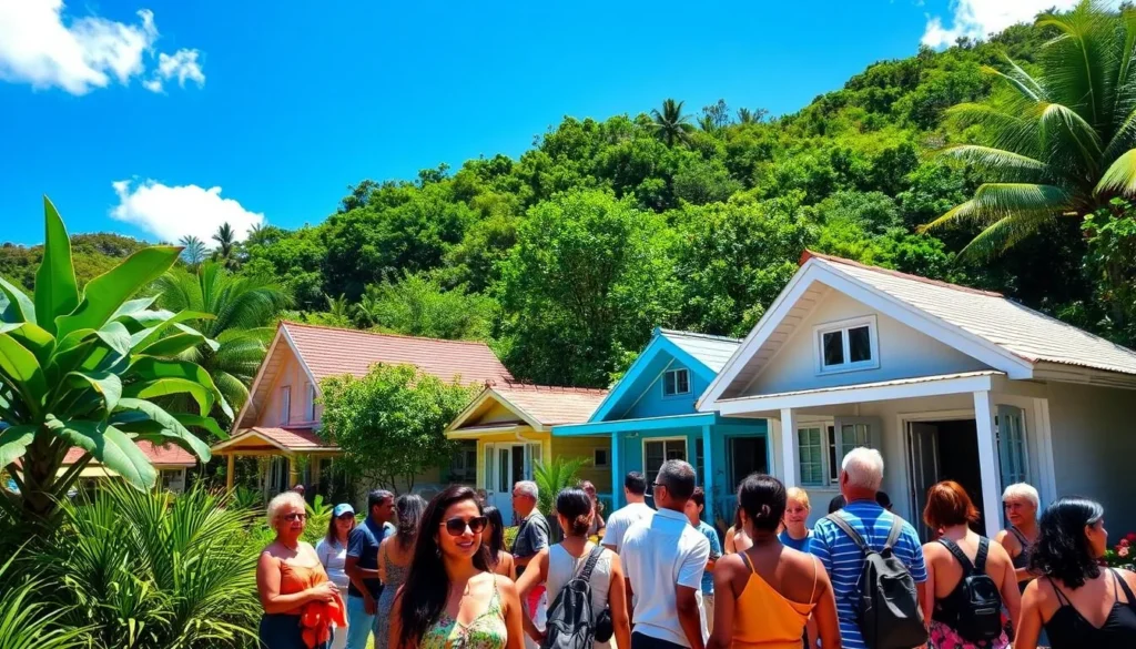 Sunny day in Choiseul with clear skies and lush tropical vegetation