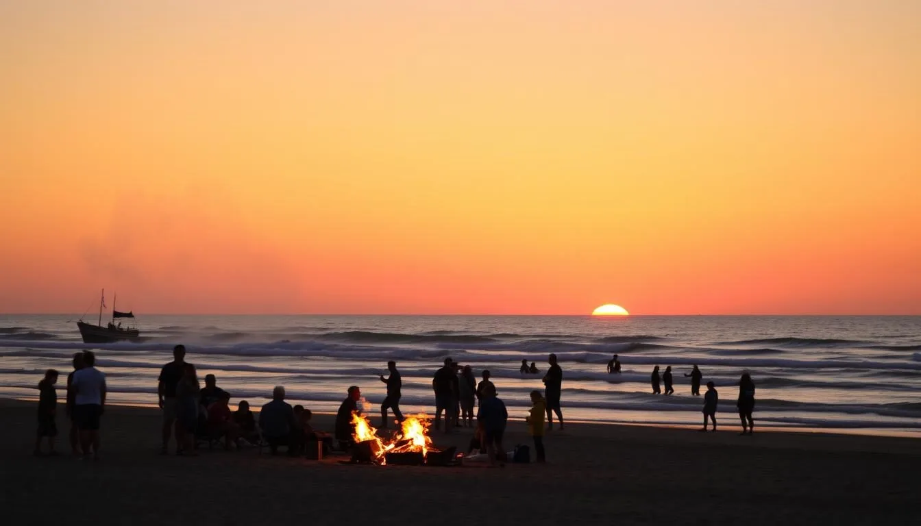 Sunset-at-Bolsa-Chica-State-Beach-California-with-people-enjoying-beach-bonfires Sunset at Bolsa Chica State Beach California with people enjoying beach bonfires