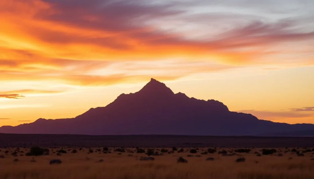 Sunset over Baboquivari Peak as seen from Buenos Aires National Wildlife Refuge Sunset over Baboquivari Peak as seen from Buenos Aires National Wildlife Refuge
