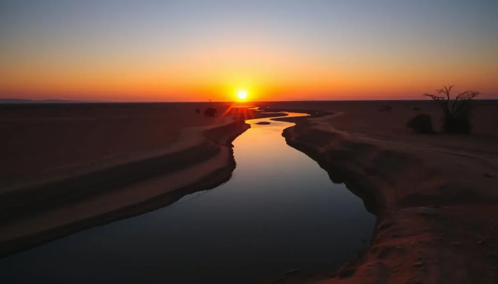 Sunset over the Awash River in Yangudi Rassa National Park Ethiopia