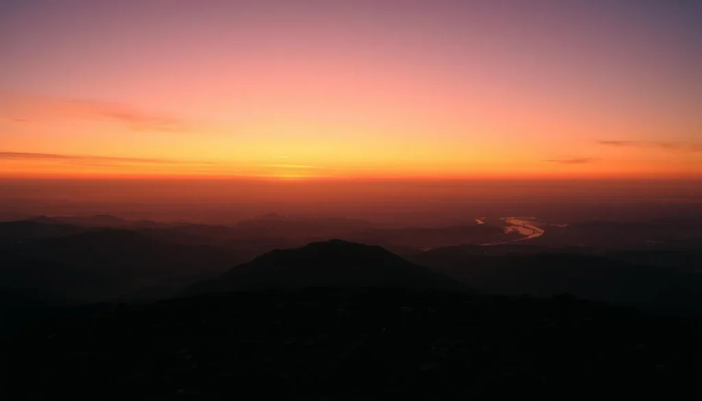 Sunset view from Mount Diablo summit with golden light over the Bay Area Sunset view from Mount Diablo summit with golden light over the Bay Area