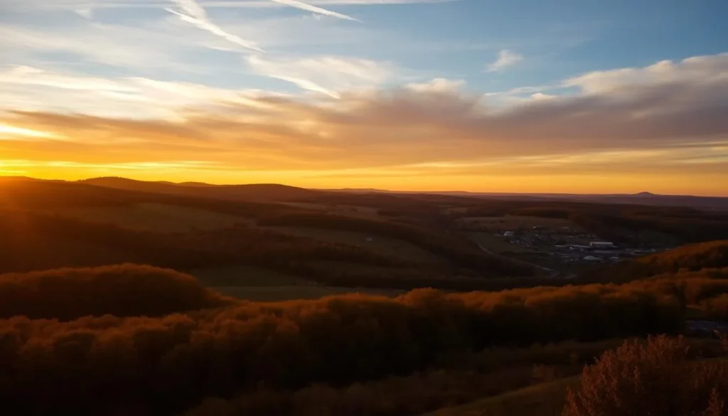 Sunset view over Hempfield Township Pennsylvania landscape