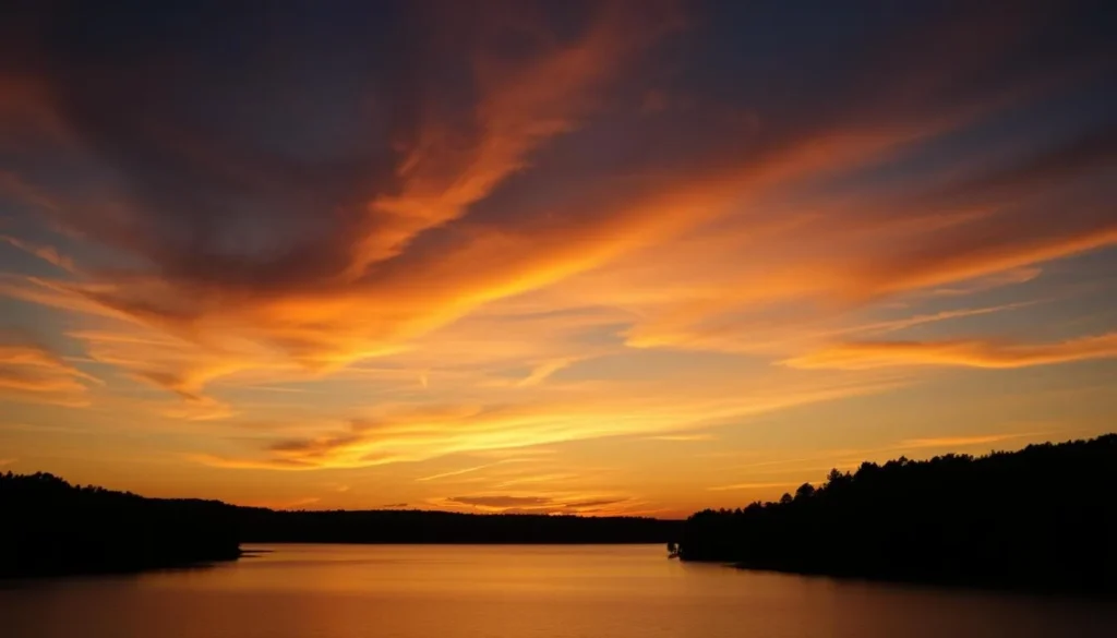 Sunset view over Holman Lake at Little Buffalo State Park Sunset view over Holman Lake at Little Buffalo State Park