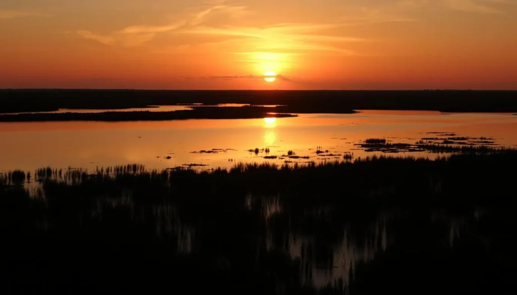 Sunset view over the coastal marshes at Werner-Boyce Salt Springs State Park Sunset view over the coastal marshes at Werner-Boyce Salt Springs State Park