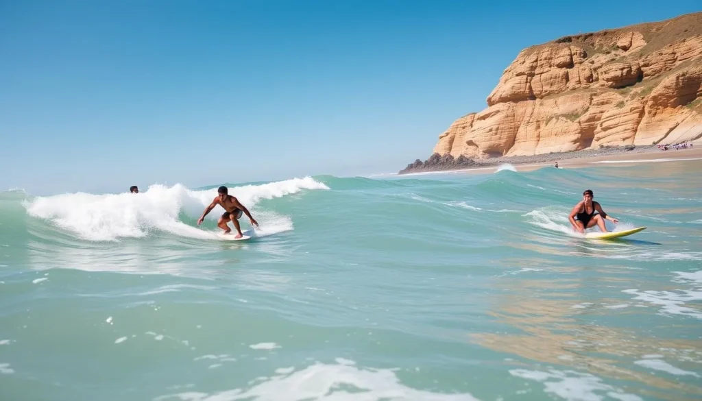 Surfers catching waves at San Clemente State Beach California things to do Surfers catching waves at San Clemente State Beach California things to do