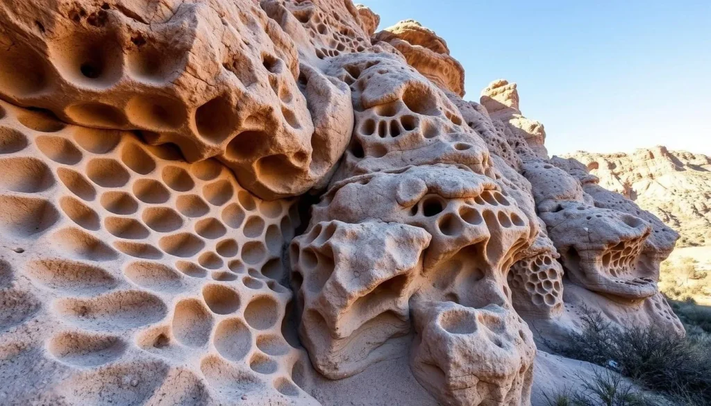 Tafoni sandstone formations in Castle Rock State Park California