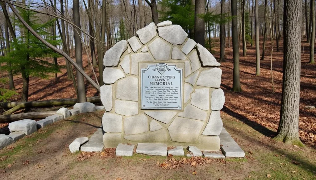 The Chestnut Spring Memorial stone monument near Antietam Creek at Mont Alto State Park The Chestnut Spring Memorial stone monument near Antietam Creek at Mont Alto State Park