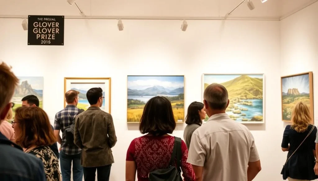 The Glover Prize art exhibition in Evandale Tasmania showing landscape paintings