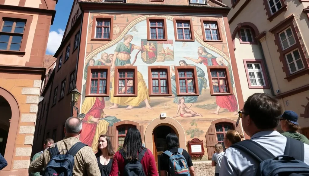 The Goliath House in Regensburg with its famous David and Goliath mural