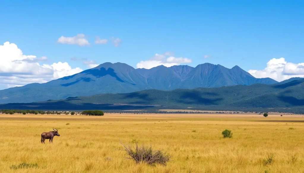 The Kanuku Mountains rising from the Rupununi savannah near Lethem