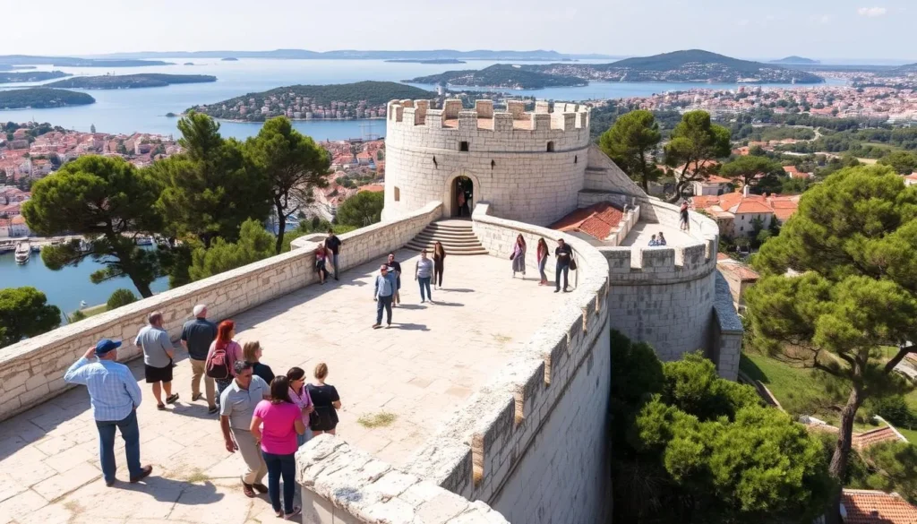 The Spanish Fortress (Fortica) overlooking Hvar Town with panoramic views of the harbor and Pakleni Islands