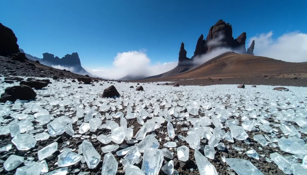 The Valley of Crystals on Mount Roraima with quartz crystals glistening in the sunlight The Valley of Crystals on Mount Roraima with quartz crystals glistening in the sunlight