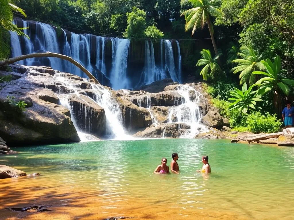 The beautiful YS Falls with its cascading waterfalls and natural pools