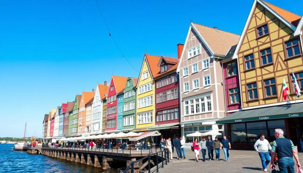 The colorful Fishing Village area in Kaliningrad with its distinctive architecture