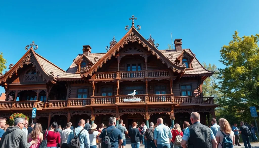 The famous 'House with Firebirds' wooden mansion in Tomsk with its intricate carvings The famous 'House with Firebirds' wooden mansion in Tomsk with its intricate carvings