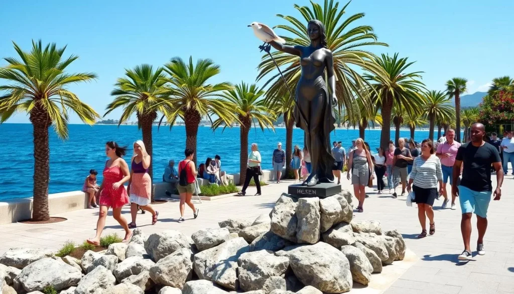 The famous Maiden with the Seagull statue on Opatija's promenade The famous Maiden with the Seagull statue on Opatija's promenade