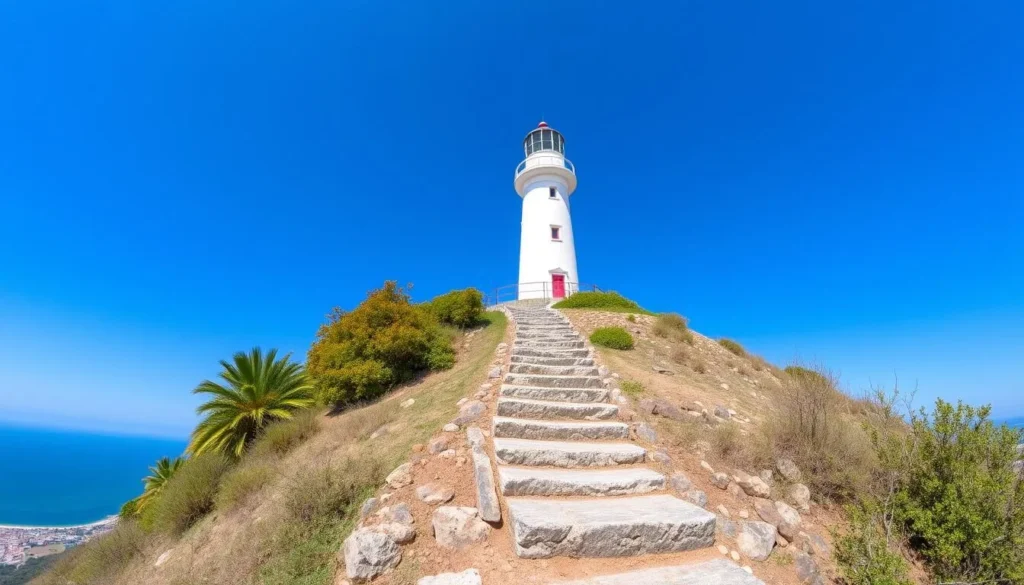 The famous Mazatlan lighthouse (El Faro) with panoramic views of the city and ocean The famous Mazatlan lighthouse (El Faro) with panoramic views of the city and ocean