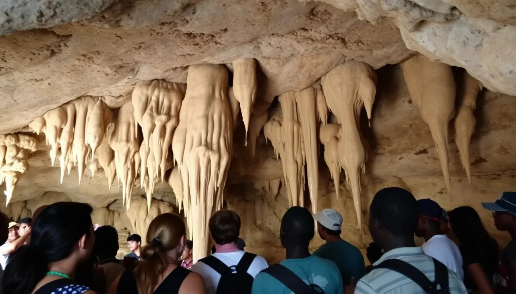 The famous breast-like stalactites inside Amabere Ga Nyina Mwiru Caves