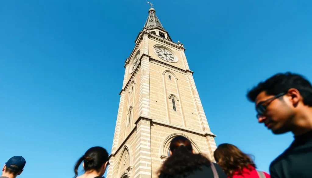The historic Dunkirk belfry (Beffroi) with blue sky background