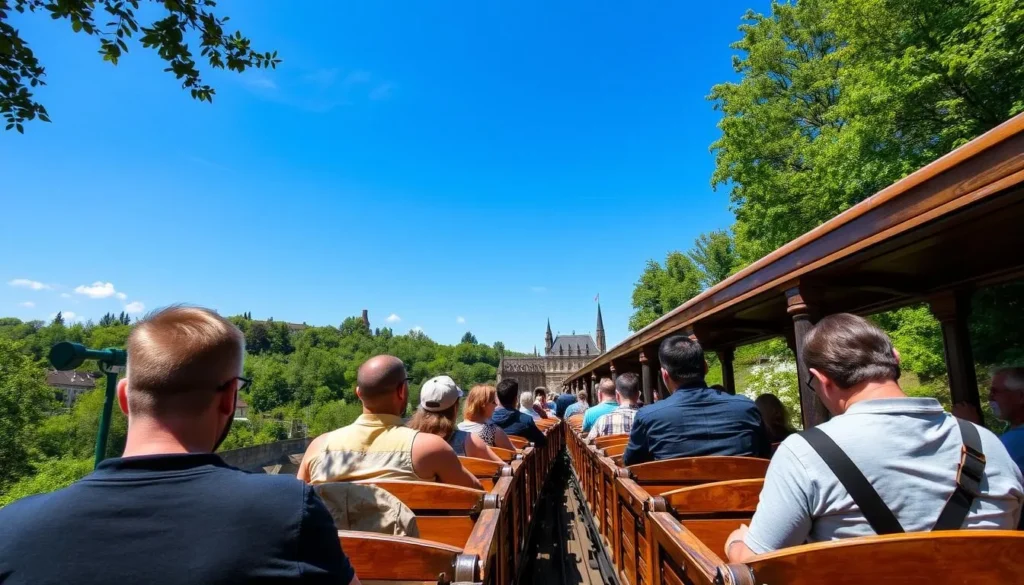 The historic Nerobergbahn funicular railway climbing up the hill in Wiesbaden