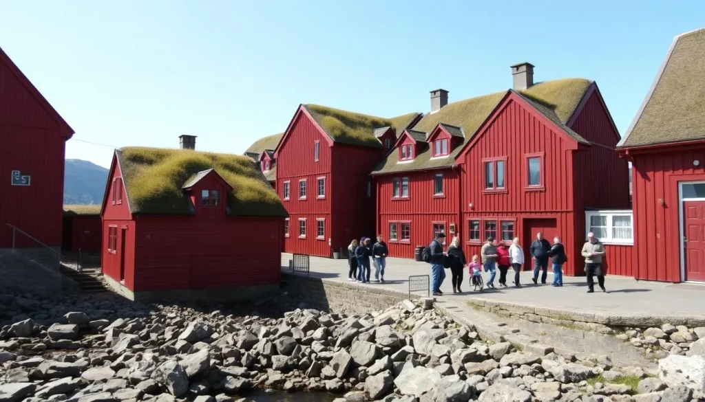 The historic Tinganes peninsula in Tórshavn with red government buildings