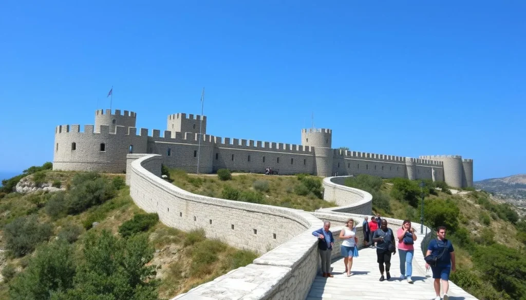The historic Walls of Ston on Peljesac Peninsula Croatia The historic Walls of Ston on Peljesac Peninsula Croatia