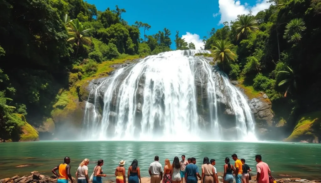 The main Kopinang Falls with its impressive water cascade and surrounding rainforest