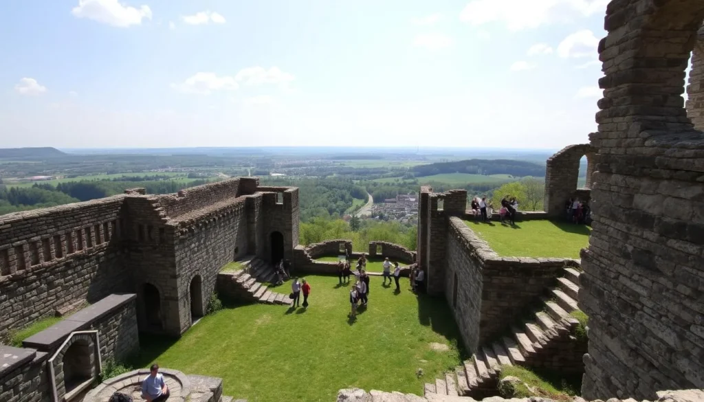 The medieval ruins of Hohenbaden Castle (Altes Schloss) overlooking Baden-Baden and the Black Forest