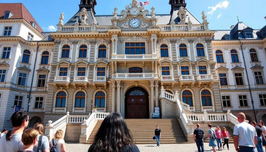The ornate Rococo facade of the Old Town Hall (Altes Rathaus) in Bonn