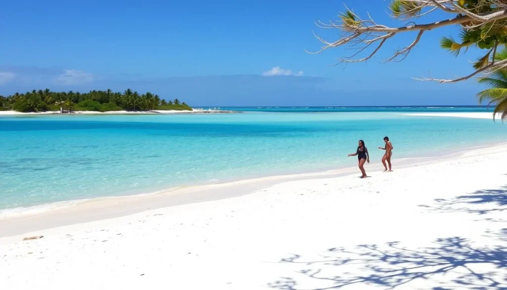 The pristine white sand beach at Lovers Key State Park with turquoise waters