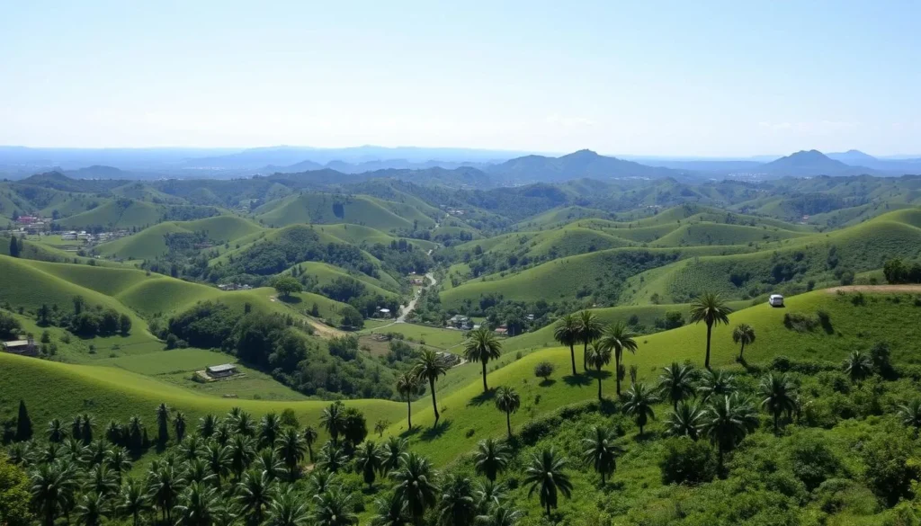The scenic Yumuri Valley near Matanzas with its lush green landscape and rolling hills