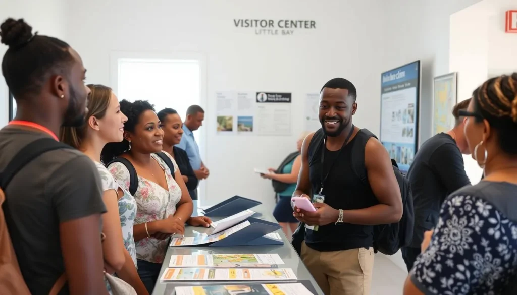 Tourist information center in Little Bay with safety information