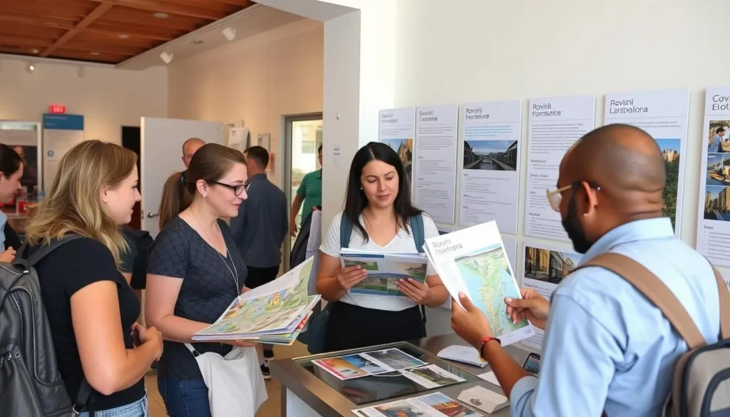 Tourist information center in Rovinj Croatia with visitors getting maps Tourist information center in Rovinj Croatia with visitors getting maps