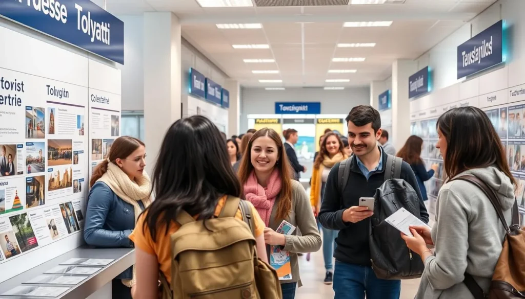 Tourist information center in Tolyatti with helpful staff assisting visitors with maps and brochures