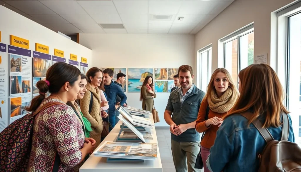 Tourist information center in Tula with visitors getting travel advice