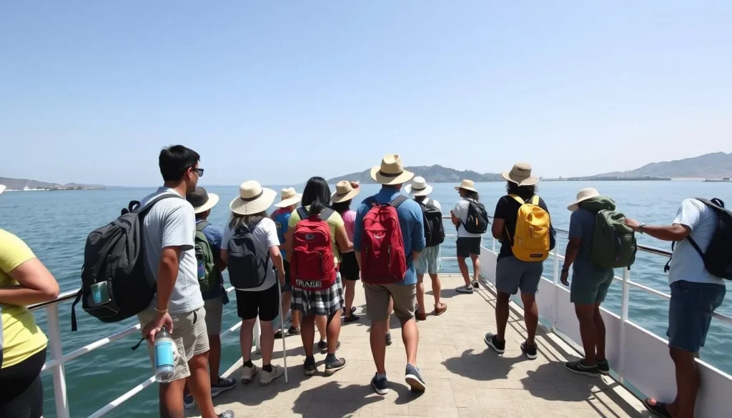 Tourist preparing for a day trip to Rema Island with proper equipment and clothing