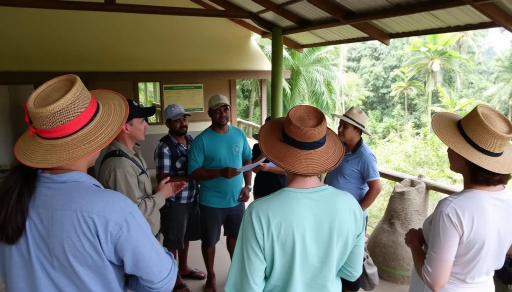 Tourist receiving safety briefing from local guide before Lake Sandvoort excursion Tourist receiving safety briefing from local guide before Lake Sandvoort excursion