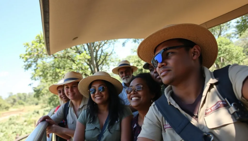 Tourists enjoying a clear day at Semuliki National Park during the dry season with good visibility of wildlife