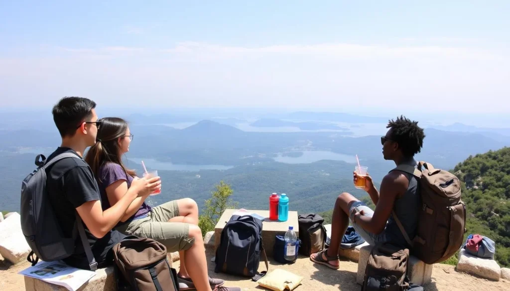 Tourists enjoying refreshments at a viewpoint in Biokovo Nature Park