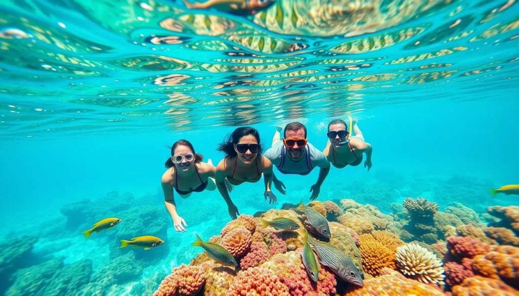 Tourists enjoying snorkeling at Looe Key Reef near Little Torch Key Florida Tourists enjoying snorkeling at Looe Key Reef near Little Torch Key Florida