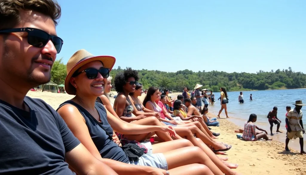 Tourists enjoying sunny weather at Lake Nabugabo in Masaka during dry season
