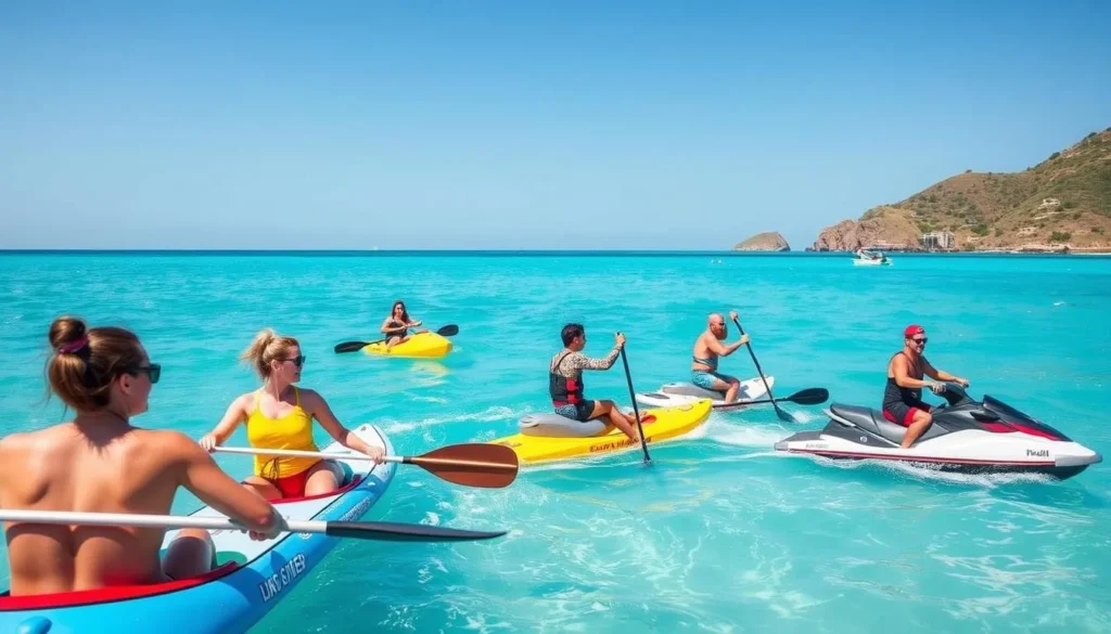 Tourists enjoying water sports activities at Simpson Bay Beach Tourists enjoying water sports activities at Simpson Bay Beach
